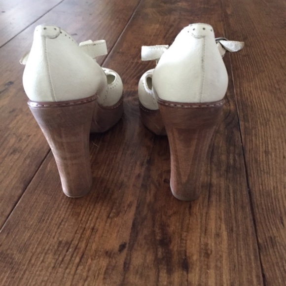 White baby doll tstrap Chloe mary Jane wedges - Picture 3 of 12